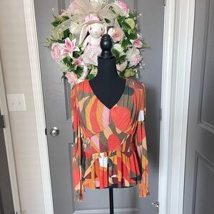 DR2 Multicolor Long Sleeve Blouse